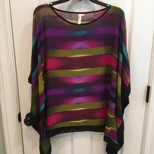Multi-Color Striped Blouse with Flowing Sleeves